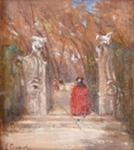Promeneurs Dans Un Parc A Venise by Emma Ciardi