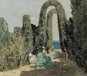 Dame Mascherate In Giardino - 1918(?) by Emma Ciardi