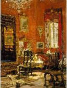 Interno Dello Studio In Rosso by Emma Ciardi
