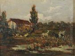 Paesaggio Con Casolare E Armenti by Beppe Ciardi