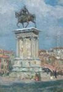Das Colleoni Denkmal In Venedig An Der Piazza S. Giovanni E Paolo by Beppe Ciardi