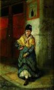 Femme Dans La Rue. by Guglielmo Ciardi