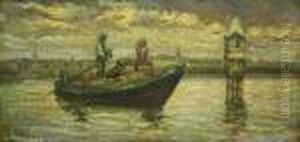 Marina Con Barca Da Trasporto by Guglielmo Ciardi