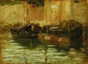 Barche All'ormeggio by Guglielmo Ciardi