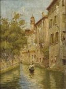 Canale A Venezia Con Gondola by Guglielmo Ciardi