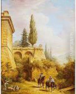 Paisaje Con Campesinos by Eugene Ciceri