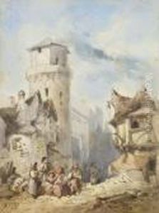 Personnages A L'entree D'une Ville Medievale Personnages A L'entree D'une Ville Medievale