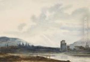 Vue Pres De Rouen by Eugene Ciceri