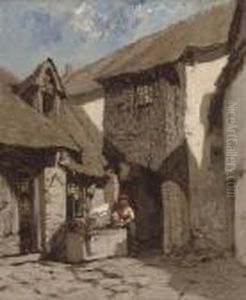 A Washerwoman At The Well by Eugene Ciceri