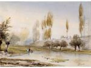 Au Bord Du Lac by Eugene Ciceri