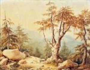 Paysage De Montagne by Eugene Ciceri