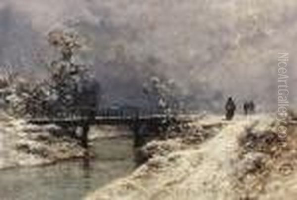 Winterliche Flusspartie Mit Staffage. - view 1