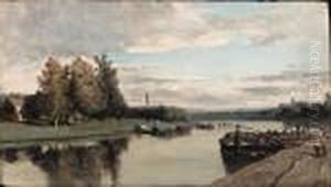 L'ile D'allegre A Bougival by Eugene Ciceri