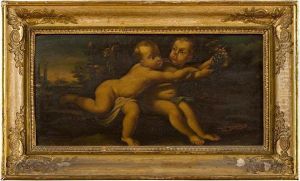 Paesaggio Con Putti O Allegoria Dell'autunno by Carlo Cignani