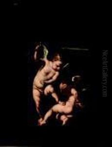 Amor Sacro E Amor Profano In Un Paesaggio Notturno by Carlo Cignani
