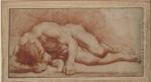 A Reclining Male Nude, His Head Resting On His Right Arm by Carlo Cignani
