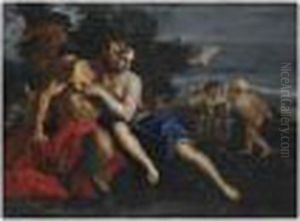 Venus Et Un Satyre Dans Un Paysage Boise by Carlo Cignani