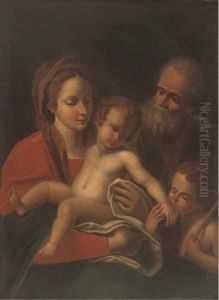 The Holy Family With The Infant Saint John The Baptist by Carlo Cignani