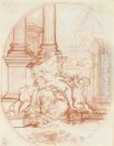 Une Allegorie De La Charite Appuyee Sur Une Colonne by Carlo Cignani