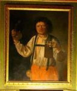 Portraitof A Man With A Glass Of Beer Cutrolf And A Pupmkin