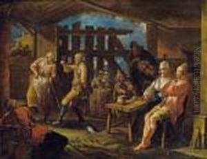 Feiernde Bauern In Einem Wirtshaus