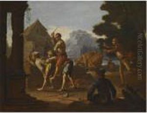 A Landscape With Children Playing In The Foreground A Landscape With Children Playing In The Foreground