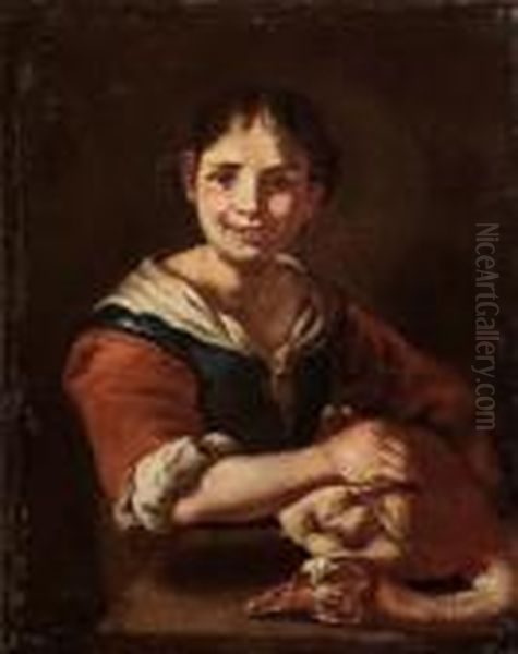 Giovane Contadina Con Oca - view 1