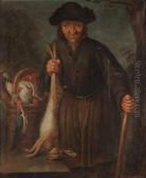 A Peasant Man Holding A Dead 
Hare With A Basket Of Dead Birds Beside Him; And A Peasant Woman Holding
 A Dead Fox With A Basket Of Chickens Over Her Arm - view 1