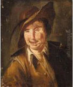 Portrait Of A Young Man, Head And Shoulders, Wearing A Brown Coat And Hat