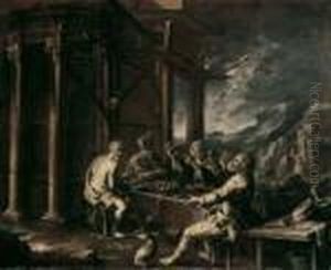 Jupiter Und Merkur Bei Philemon Und Baucis by Giacomo Francesco Cipper