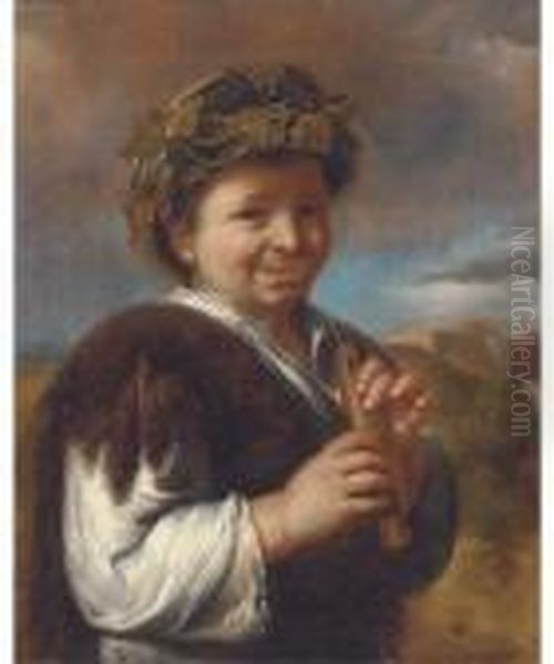 A Boy Playing A Flute - view 1