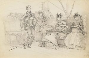 Sarah Accueillie Par Forbes
Robertson; Sarah Pendant La Traverseede La Manche, Un Admirateur Lui
Montre Un Gilet De Sauvetage; by Georges Jules Victor Clairin