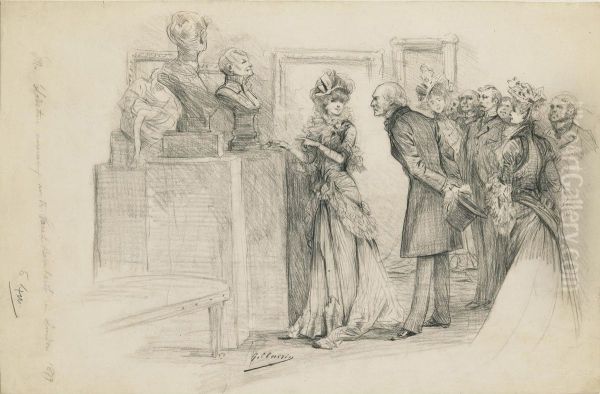 Mr Gladstone Visitant
L'exposition Des Sculptures De Sarah Alondres En 1879 Et Discutant Avec
Elle - view 1