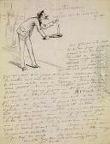 < Castus Et Pochardus > : Une Lettre Avec Une Caricature - view 1