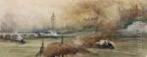 Vue Du Parlement De Londres by Georges Jules Victor Clairin