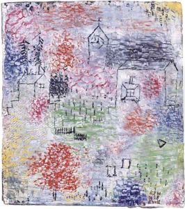 Kleine Landschaft mit der Dorfkirche by Paul Klee
