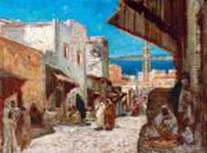 Strada Animata In Un Porto Maroccano by Georges Jules Victor Clairin