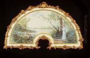 Promenade Au Bord De La Riviere, Projet D'eventail. 1900