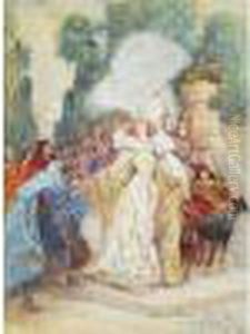 Scene De Cour. by Georges Jules Victor Clairin