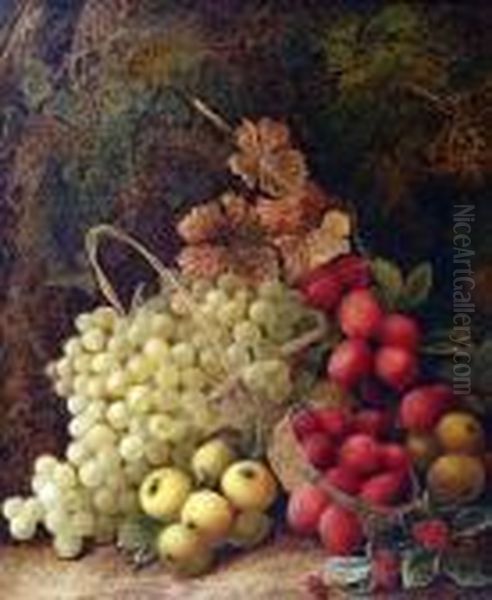 Still Life Of Fruit On A Mossy Bank by George Clare