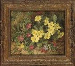 Primroses On A Mossy Bank