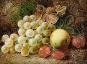 Still Life Of Pansies And Wildflowers; Stilllife Of Grapes, Apple And Strawberries
