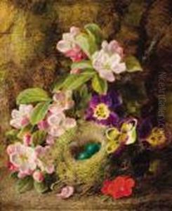 Floral Still Life With A Bird's Nest On A Mossy Bank Floral Still Life With A Bird's Nest On A Mossy Bank