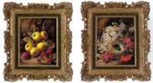 Apple Blossom, A Bird's Nest With Eggs On A Mossy Bank by George Clare
