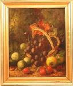 Still Life Of Fruit Spilling From A Basket by George Clare
