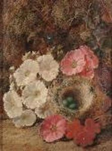 Still Life Of Flowers And A Birds Nest; Still Life Of Fruit On A Bank