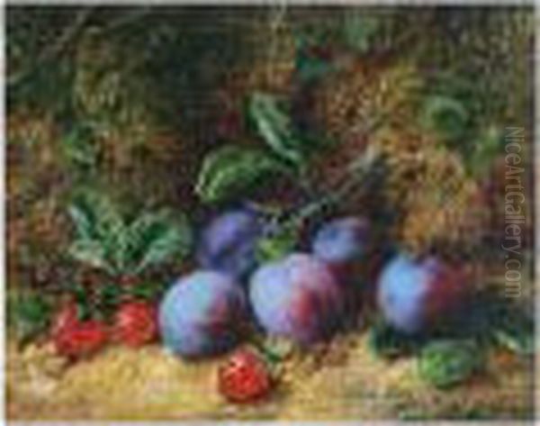 Still Life Of Apples,
Strawberries And Grapes On A Mossy Bank; And Another, Still Life Of
Plums And Strawberries - view 1