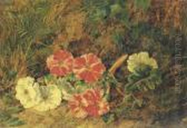 Primulas On A Mossy Bank - view 1