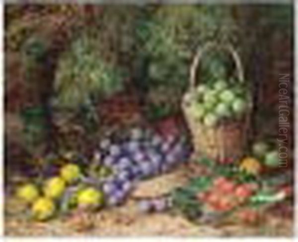 Still Life Of Grapes, Strawberries And An Apple On A Mossy Bank - view 1