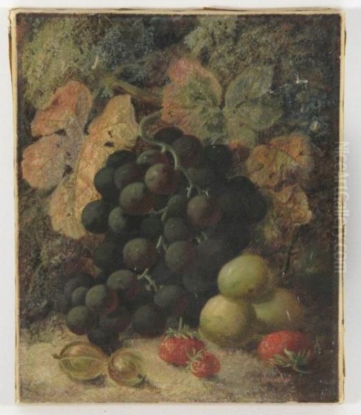 Grapes And Other Fruit On A Mossy Bank - view 1